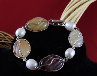 Bracciale Agata perle naturali e argento